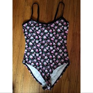 Black floral print bodysuit